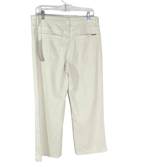 Hudson Rosalie Wide Leg Distressed Knee High Rise Jeans Tan Linen Size 30 NWT - Picture 5 of 12